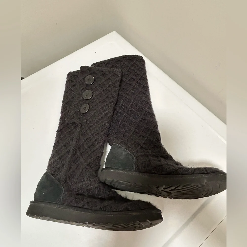 Ugg Lattice Cardy Knit Boots Black Size 7